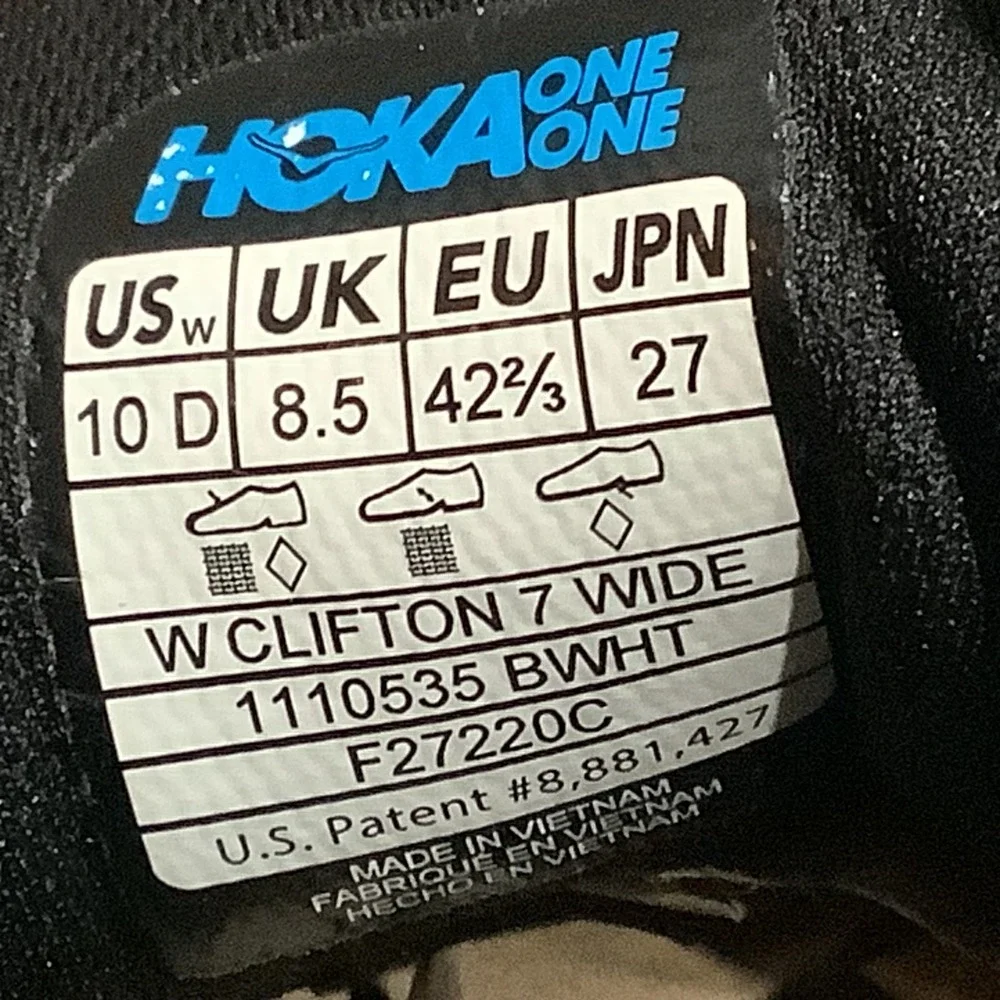 Hoka Clifton 7 Womens Running Shoes Black White Road Sneakers 1110509 BWHT - Picture 11 of 13